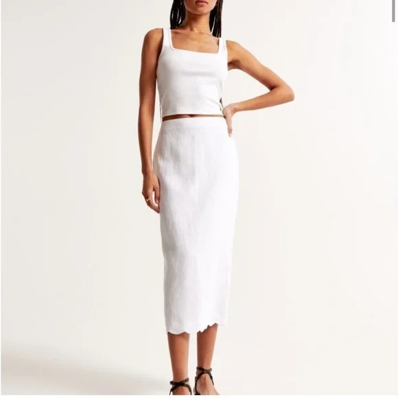 Linen White Women's Skirt - Picture 1 of 5